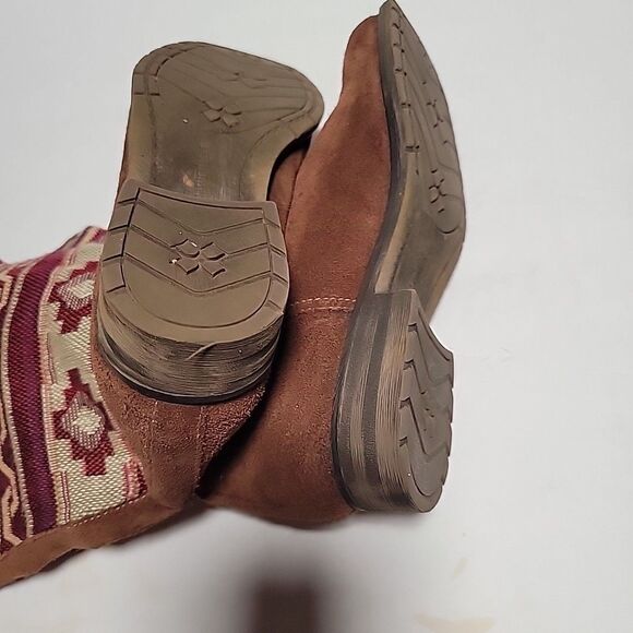 Naturalizer Basha Brown Suede Leather Boho Aztec Print Boots Womens Sz 10 M - Picture 5 of 5